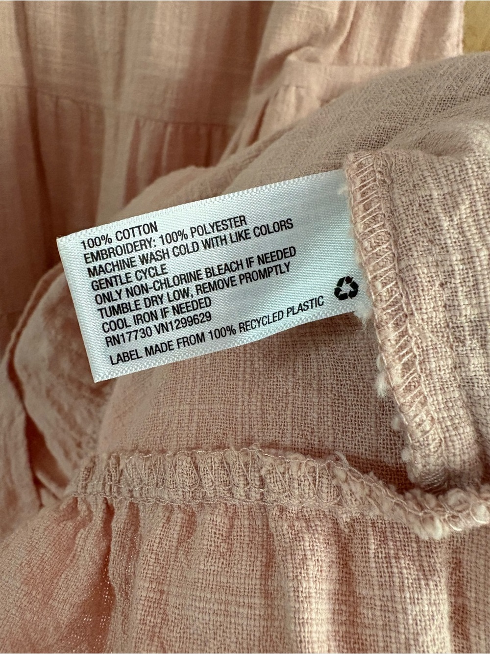 Knox Rose Embroidered Tiered Cotton Dress Dusty Pink Pockets Linen Feel XL - Picture 4 of 4
